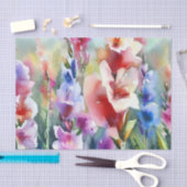 Papier Mousseline Champ de Fleurs-Gladiolus (A) Aquarelle (Artisanat)