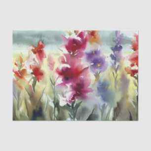 Papier Mousseline Champ de Fleurs-Gladiolus (C) Aquarelle