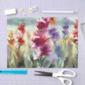 Papier Mousseline Champ de Fleurs-Gladiolus (C) Aquarelle (Artisanat)