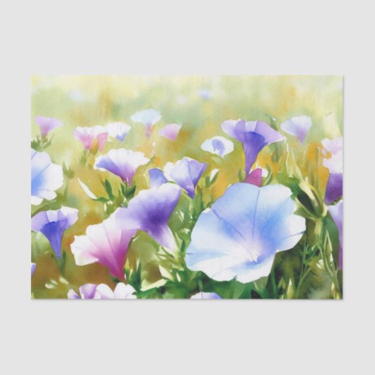 Papier Mousseline Champ de fleurs - Gloire du matin (A) Aquarelle (Recto)