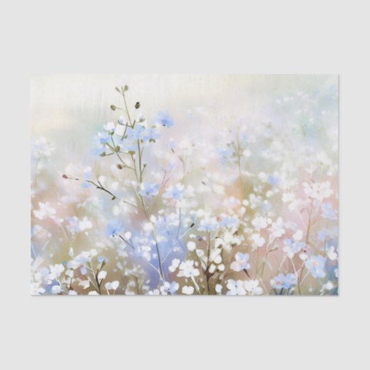Papier Mousseline Champ de fleurs-Gypsophila (C) Aquarelle (Recto)