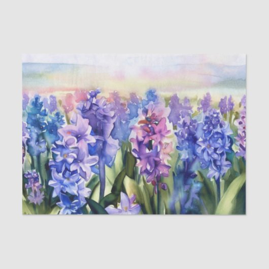 Papier Mousseline Champ de fleurs-Hyacinthe (A) Aquarelle (Recto)