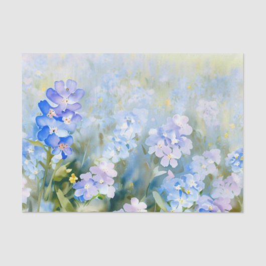 Papier Mousseline Champ de fleurs - Oubliez-moi-non (A) Aquarelle (Recto)