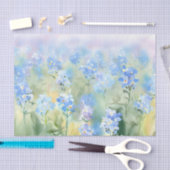 Papier Mousseline Champ de fleurs - Oubliez-moi-non (B) Aquarelle (Artisanat)