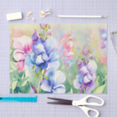 Papier Mousseline Champ de fleurs - Pois doux (B) Aquarelle (Artisanat)