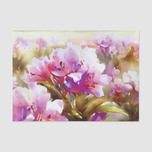Papier Mousseline Champ de fleurs-Rhododendron (D) Aquarelle (Recto)