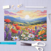 Papier Mousseline Champ de Fleurs sauvages avec Rolling Hills (Artisanat)