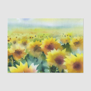Papier Mousseline Champ de fleurs-Tournesol (C) Aquarelle