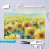 Papier Mousseline Champ de fleurs-Tournesol (C) Aquarelle (Artisanat)