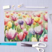 Papier Mousseline Champ de fleurs-Tulipe (A) Aquarelle (Artisanat)