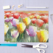 Papier Mousseline Champ de fleurs-Tulipe (B) Aquarelle (Artisanat)