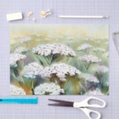 Papier Mousseline Champ de fleurs-Yarrow (B) Aquarelle (Artisanat)