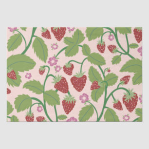 Papier Mousseline Champ de fraises sur arrière - plan crème
