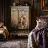 Papier Mousseline Champ de rêve, femme & Parasol Dusty Violet