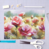 Papier Mousseline Champ de Rose de fleurs (A) Aquarelle (Artisanat)