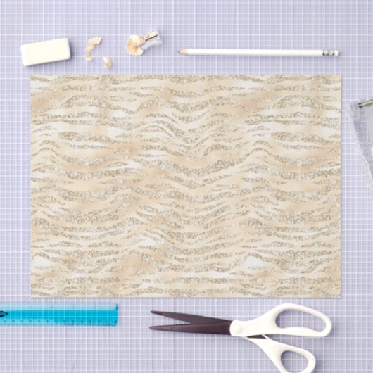 Papier Mousseline Champagne Faux Parties scintillant Zebra Stripes (Artisanat)