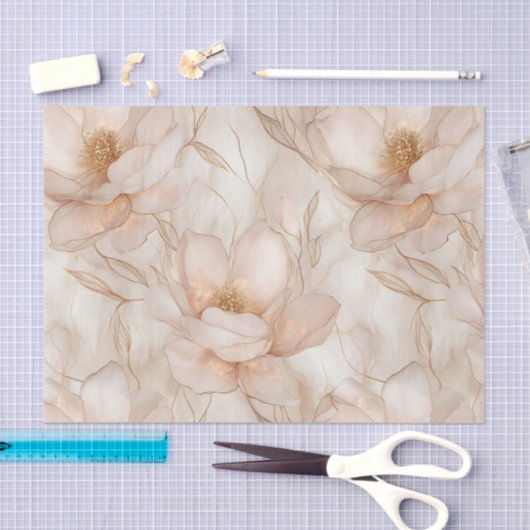 Papier Mousseline Champagne Magnolias Découpage Papier papier (Artisanat)