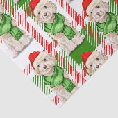 Papier Mousseline Champagne rouge et vert Plaid Cockapoo Noël (Détail)