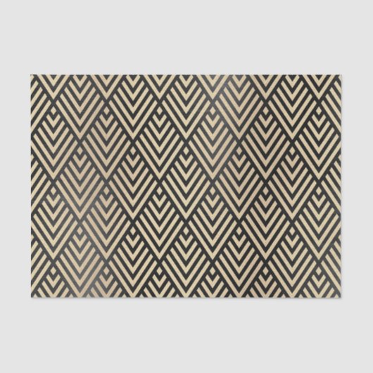 Papier Mousseline Champaig or métal noir VIP Chevron Art Déco (Recto)