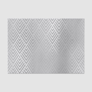 Papier Mousseline Champaiment gris argent métal Chevron Art Déco