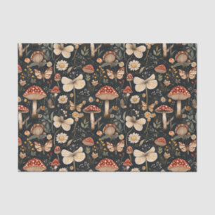 Papier Mousseline Champignon d'automne et fleurs Découpage d'automne