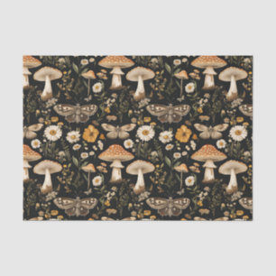 Papier Mousseline Champignon d'automne et fleurs Découpage d'automne