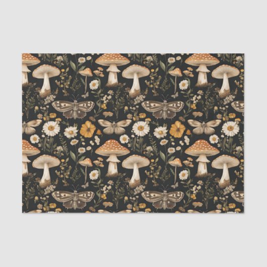 Papier Mousseline Champignon d'automne et fleurs Découpage d'automne (Recto)