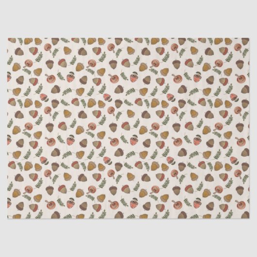 Papier Mousseline Champignon d'automne saisonnier et Acorns (Recto)