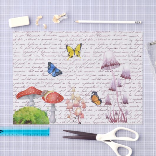 Papier Mousseline Champignon de découpage papillon aquarelle (Artisanat)