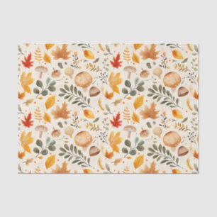 Papier Mousseline Champignons d'automne et Feuilles Automne Motif Dé