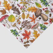 Papier Mousseline Champignons d'automne, feuilles, noix et baies sur (Détail)