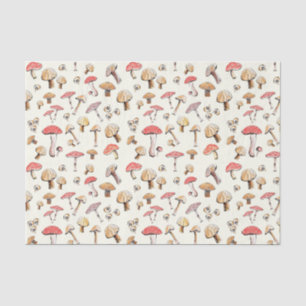 Papier Mousseline Champignons des bois Aquarelle naturelle dessinée 