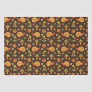 Papier Mousseline Champignons et escargots Retro Cottagecore