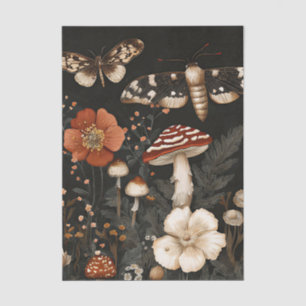 Papier Mousseline Champignons et feuilles de couleur pâle