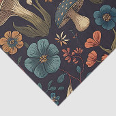 Papier Mousseline Champignons et fleurs rétro (Détail)