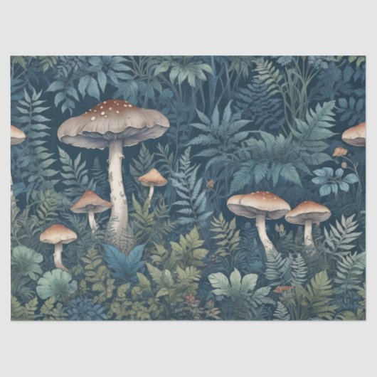 Papier Mousseline Champignons et fougères (Recto)