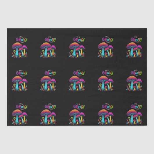 Papier Mousseline Champignons psychédéliques colorés- (Recto)