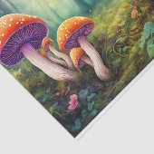 Papier Mousseline Champignons psychédéliques rouges dans la forêt (Détail)