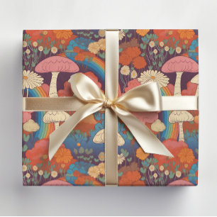 Papier Mousseline Champignons Rainbow Retro Cottagecore