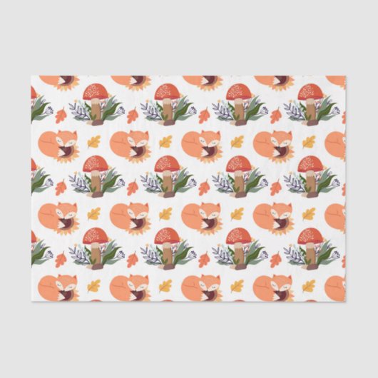 Papier Mousseline Champignons Renard d'automne (Design 32 série Jaun (Recto)