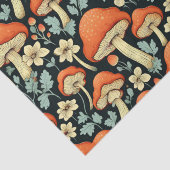 Papier Mousseline Champignons rétro Fleurs Vintages (Détail)