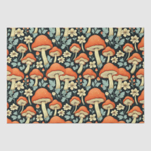 Papier Mousseline Champignons rétro Fleurs Vintages