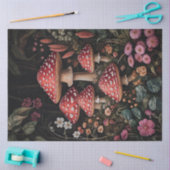 Papier Mousseline Champignons rouges dans une forêt d'Imaginaires (Artisanat)