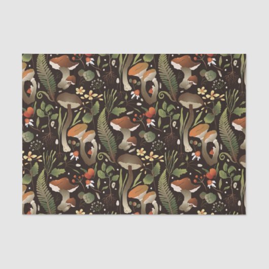 Papier Mousseline Champignons sauvages, Plantes forestiers et baies (Recto)