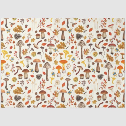 Papier Mousseline Champignons sauvages sur blanc (Recto)