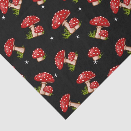 Papier Mousseline Champignons tachetés rouges et blancs (Détail)