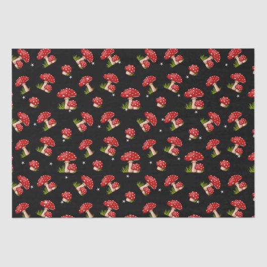 Papier Mousseline Champignons tachetés rouges et blancs (Recto)