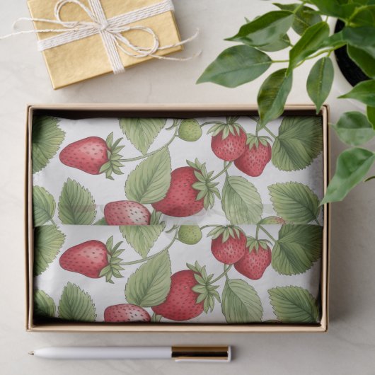 Papier Mousseline Champs de fraises (Cadeau)