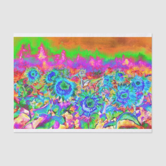 Papier Mousseline Champs de tournesol _ bleu (Recto)