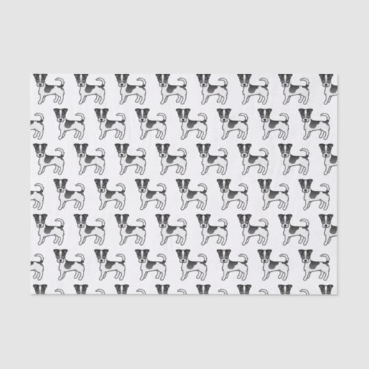 Papier Mousseline Chandail rond noir et blanc Jack Russell Chiens Te (Recto)